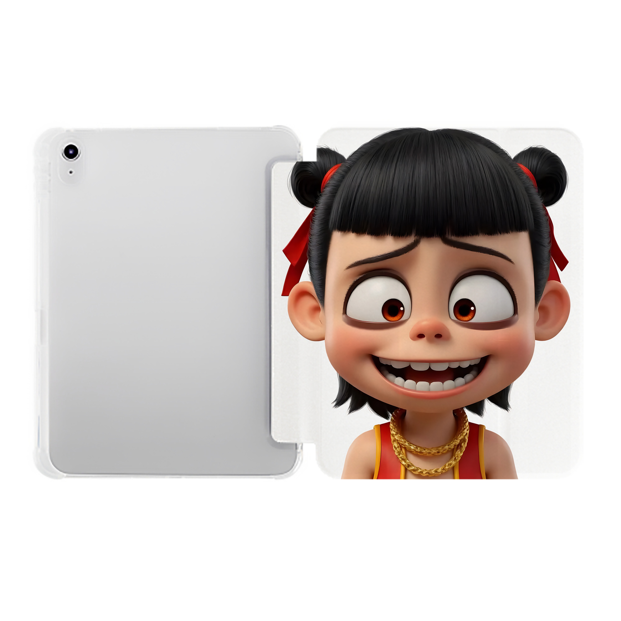 （画像用） Ne Zha 2 ナタ 魔童の大暴れ IPad ケース ペン収納付き 三つ折りスタンド PUレザー×シリコン 対応機種9.5/10.5/10.9インチ